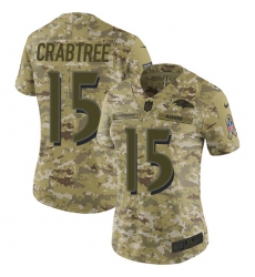 Women's Nike Baltimore Ravens #15 Michael Crabtree Limited Camo 2018 Salute to Service NFL Jersey
