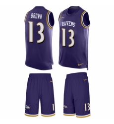Men's Nike Baltimore Ravens #13 John Brown Limited Purple Tank Top Suit NFL Jersey