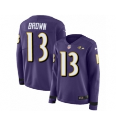 Women's Nike Baltimore Ravens #13 John Brown Limited Purple Therma Long Sleeve NFL Jersey
