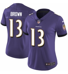 Women's Nike Baltimore Ravens #13 John Brown Purple Team Color Vapor Untouchable Elite Player NFL Jersey