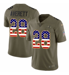 Men's Nike Baltimore Ravens #28 Anthony Averett Limited Olive/USA Flag Salute to Service NFL Jersey
