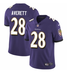 Men's Nike Baltimore Ravens #28 Anthony Averett Purple Team Color Vapor Untouchable Limited Player NFL Jersey