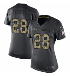 Women's Nike Baltimore Ravens #28 Anthony Averett Limited Black 2016 Salute to Service NFL Jersey