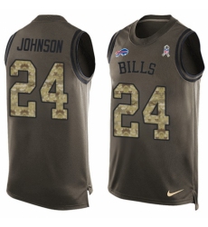 Men's Nike Buffalo Bills #24 Taron Johnson Limited Green Salute to Service Tank Top NFL Jersey