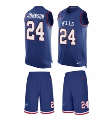 Men's Nike Buffalo Bills #24 Taron Johnson Limited Royal Blue Tank Top Suit NFL Jersey