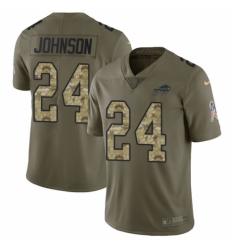 Youth Nike Buffalo Bills #24 Taron Johnson Limited Olive/Camo 2017 Salute to Service NFL Jersey