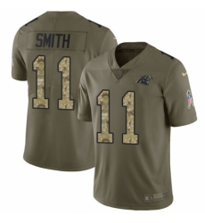 Youth Nike Carolina Panthers #11 Torrey Smith Limited Olive/Camo 2017 Salute to Service NFL Jersey