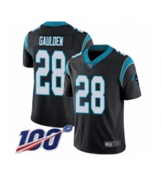 Men's Carolina Panthers #28 Rashaan Gaulden Black Team Color Vapor Untouchable Limited Player 100th Season Football Jersey
