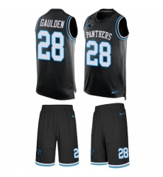 Men's Nike Carolina Panthers #28 Rashaan Gaulden Limited Black Tank Top Suit NFL Jersey