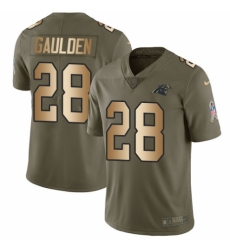 Men's Nike Carolina Panthers #28 Rashaan Gaulden Limited Olive/Gold 2017 Salute to Service NFL Jersey
