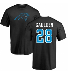 NFL Nike Carolina Panthers #28 Rashaan Gaulden Black Name & Number Logo T-Shirt
