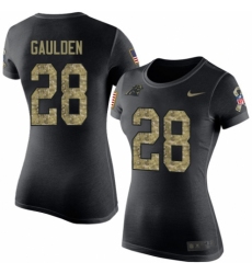 NFL Women's Nike Carolina Panthers #28 Rashaan Gaulden Black Camo Salute to Service T-Shirt