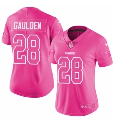 Women's Nike Carolina Panthers #28 Rashaan Gaulden Limited Pink Rush Fashion NFL Jersey