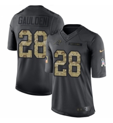 Youth Nike Carolina Panthers #28 Rashaan Gaulden Limited Black 2016 Salute to Service NFL Jersey