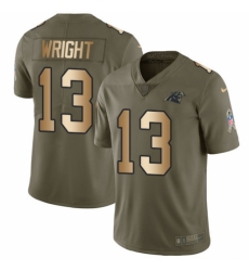 Men's Nike Carolina Panthers #13 Jarius Wright Limited Olive/Gold 2017 Salute to Service NFL Jersey