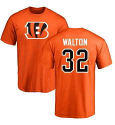 NFL Nike Cincinnati Bengals #32 Mark Walton Orange Name & Number Logo T-Shirt