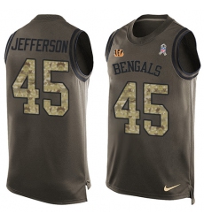 Men's Nike Cincinnati Bengals #45 Malik Jefferson Limited Green Salute to Service Tank Top NFL Jersey