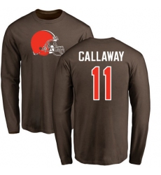 NFL Nike Cleveland Browns #11 Antonio Callaway Brown Name & Number Logo Long Sleeve T-Shirt