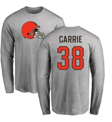 NFL Nike Cleveland Browns #38 T. J. Carrie Ash Name & Number Logo Long Sleeve T-Shirt