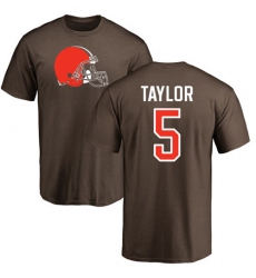 NFL Nike Cleveland Browns #5 Tyrod Taylor Brown Name & Number Logo T-Shirt