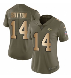Women's Nike Denver Broncos #14 Courtland Sutton Limited Olive/Gold 2017 Salute to Service NFL Jersey