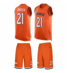 Men's Nike Denver Broncos #21 Tramaine Brock Limited Orange Tank Top Suit NFL Jersey