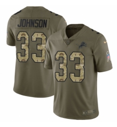 Men's Nike Detroit Lions #33 Kerryon Johnson Limited Olive/Camo Salute to Service NFL Jersey
