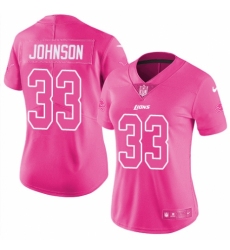 Women's Nike Detroit Lions #33 Kerryon Johnson Limited Pink Rush Fashion NFL Jersey