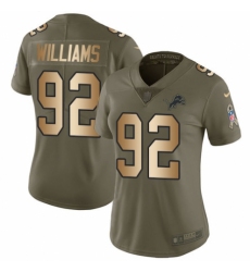 Women's Nike Detroit Lions #92 Sylvester Williams Limited Olive/Gold Salute to Service NFL Jersey