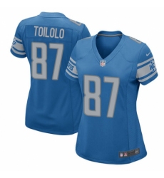 Women's Nike Detroit Lions #87 Levine Toilolo Game Blue Team Color NFL Jersey