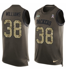 Men's Nike Green Bay Packers #38 Tramon Williams Limited Green Salute to Service Tank Top NFL Jersey