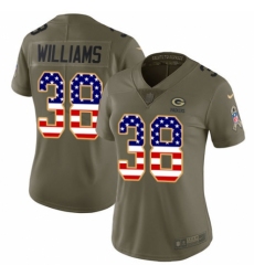 Women's Nike Green Bay Packers #38 Tramon Williams Limited Olive/USA Flag 2017 Salute to Service NFL Jersey