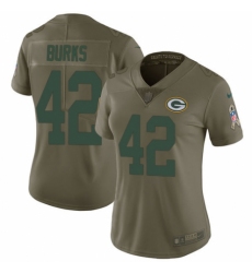 Women's Nike Green Bay Packers #42 Oren Burks Limited Olive 2017 Salute to Service NFL Jersey