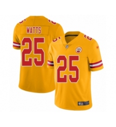 Men's Kansas City Chiefs #25 Armani Watts Limited Gold Inverted Legend Football Jersey