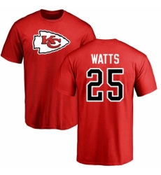 NFL Nike Kansas City Chiefs #25 Armani Watts Red Name & Number Logo T-Shirt