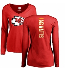 NFL Women's Nike Kansas City Chiefs #25 Armani Watts Red Backer Slim Fit Long Sleeve T-Shirt