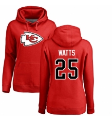 NFL Women's Nike Kansas City Chiefs #25 Armani Watts Red Name & Number Logo Pullover Hoodie
