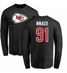 NFL Nike Kansas City Chiefs #91 Derrick Nnadi Black Name & Number Logo Long Sleeve T-Shirt