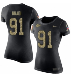 NFL Women's Nike Kansas City Chiefs #91 Derrick Nnadi Black Camo Salute to Service T-Shirt
