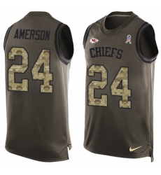 Men's Nike Kansas City Chiefs #24 David Amerson Limited Green Salute to Service Tank Top NFL Jersey