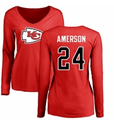 NFL Women's Nike Kansas City Chiefs #24 David Amerson Red Name & Number Logo Slim Fit Long Sleeve T-Shirt
