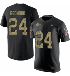 NFL Men's Nike Kansas City Chiefs #24 Will Redmond Black Camo Salute to Service T-Shirt