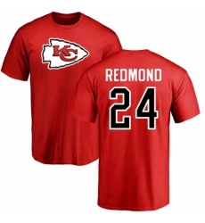 NFL Nike Kansas City Chiefs #24 Will Redmond Red Name & Number Logo T-Shirt