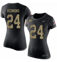 NFL Women's Nike Kansas City Chiefs #24 Will Redmond Black Camo Salute to Service T-Shirt