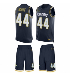 Men's Nike Los Angeles Chargers #44 Kyzir White Limited Navy Blue Tank Top Suit NFL Jersey