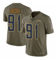 Youth Nike Los Angeles Chargers #91 Justin Jones Limited Olive 2017 Salute to Service NFL Jersey