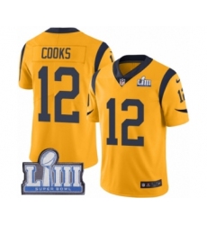 Men's Nike Los Angeles Rams #12 Brandin Cooks Limited Gold Rush Vapor Untouchable Super Bowl LIII Bound NFL Jersey
