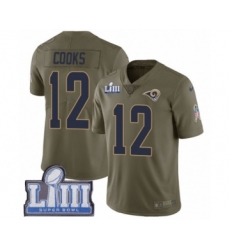 Men's Nike Los Angeles Rams #12 Brandin Cooks Limited Olive 2017 Salute to Service Super Bowl LIII Bound NFL Jersey