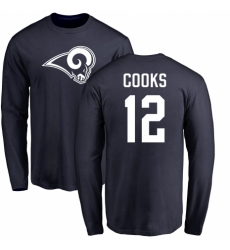 NFL Nike Los Angeles Rams #12 Brandin Cooks Navy Blue Name & Number Logo Long Sleeve T-Shirt