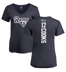 NFL Women's Nike Los Angeles Rams #12 Brandin Cooks Navy Blue Backer T-Shirt